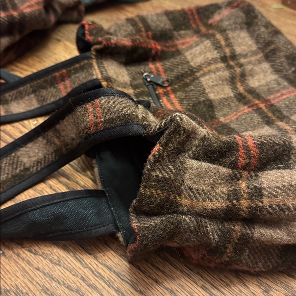 Johnson woolen mills purse made in Vermont brown orange wool plaid medium NEW - Picture 13 of 16